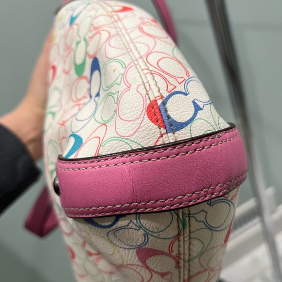 Coach Heritage Chelsea Signature shoulder bag with pink leather trim F16481 NWOT - Picture 16 of 16